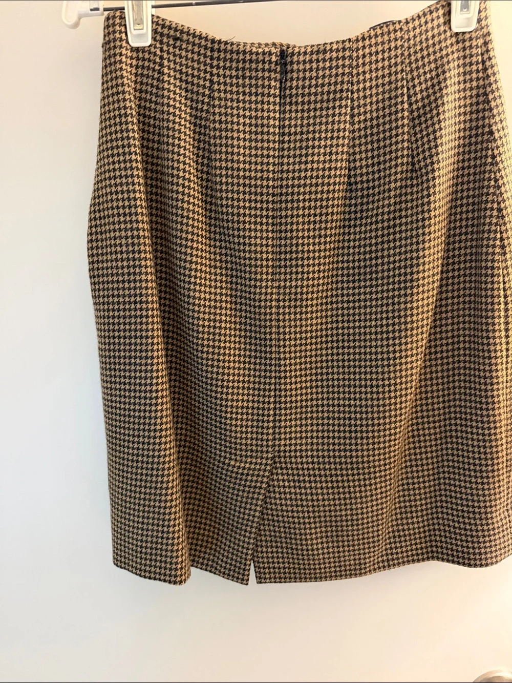 Lands' End Houndstooth Pencil Skirt - Black & Tan